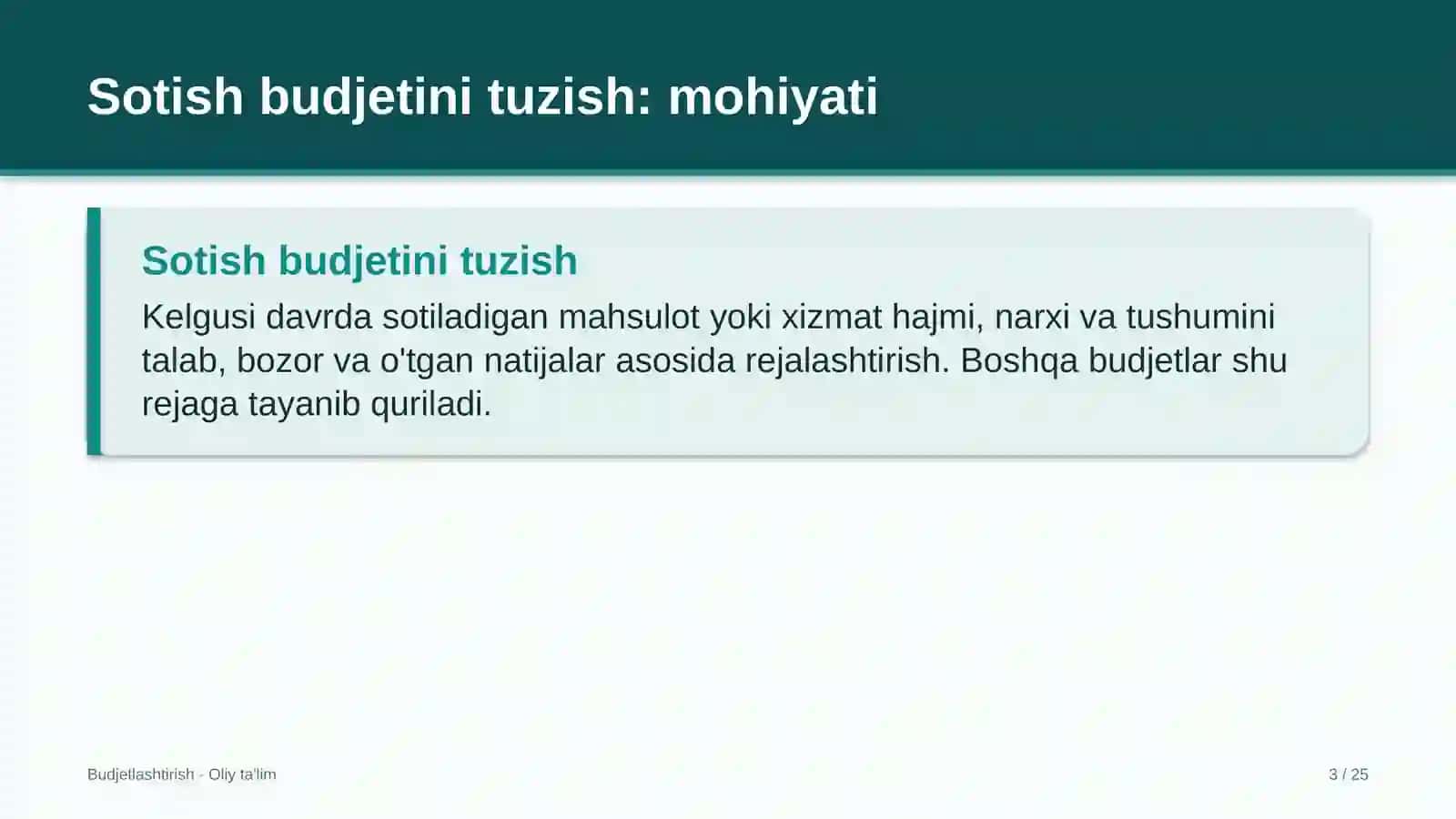 uzumchilikda sotish budjetini tuzish 5534 3