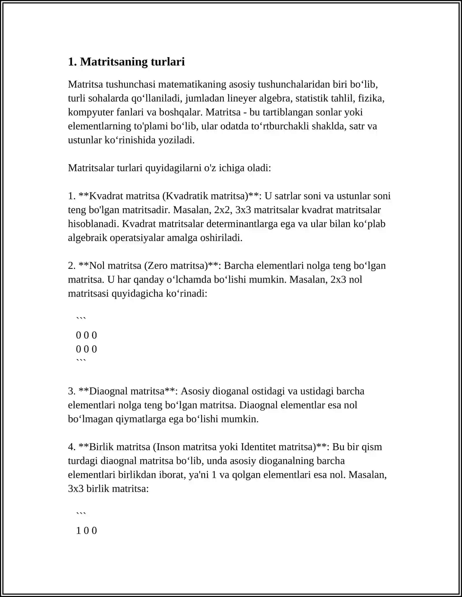 MATRITSALAR ALGEBRASI 3