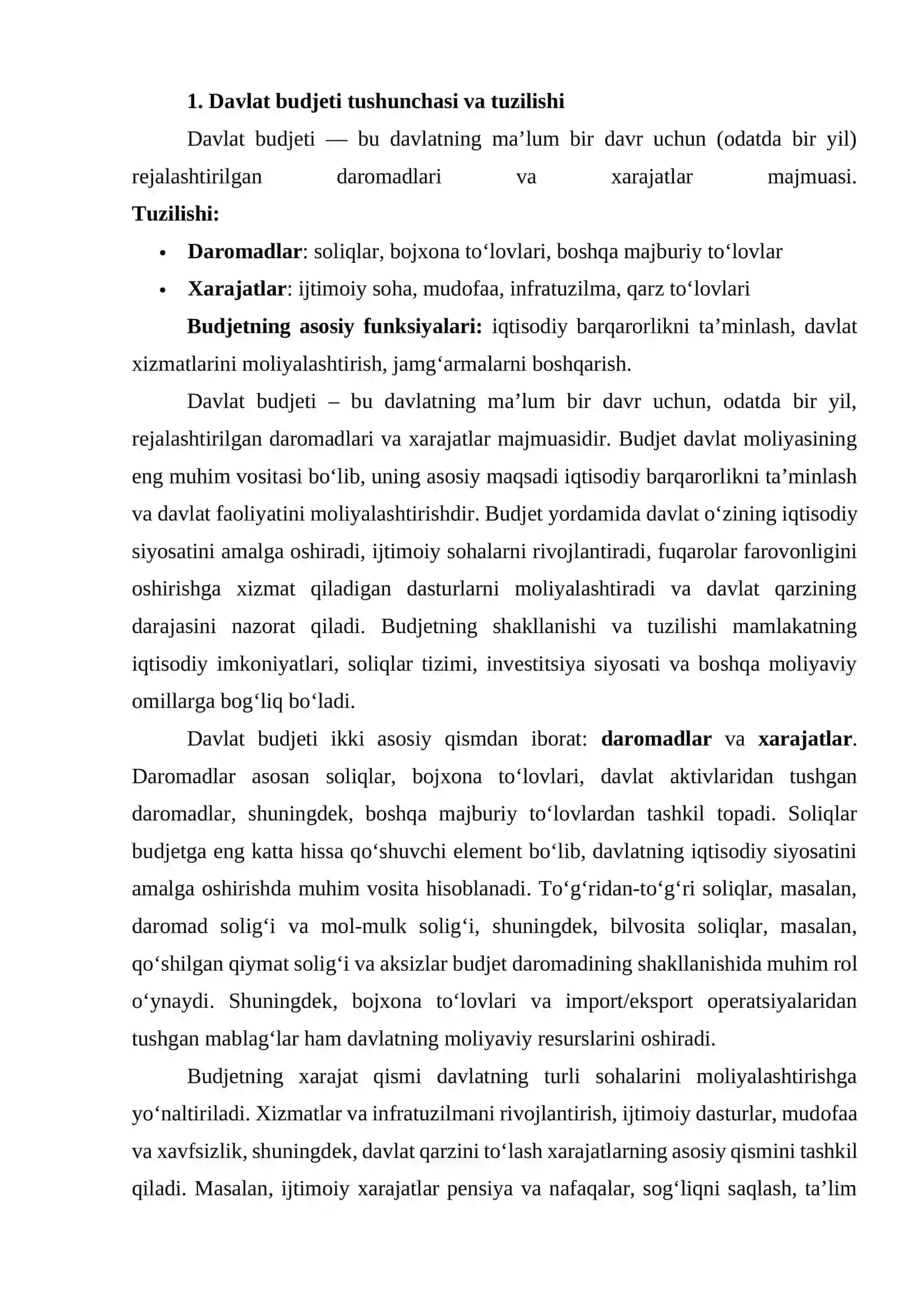 Davlat Budjeti, Soliqlar va Davlat Qarzi O‘rtasidagi Maliyaviy Bog‘liqlik 3