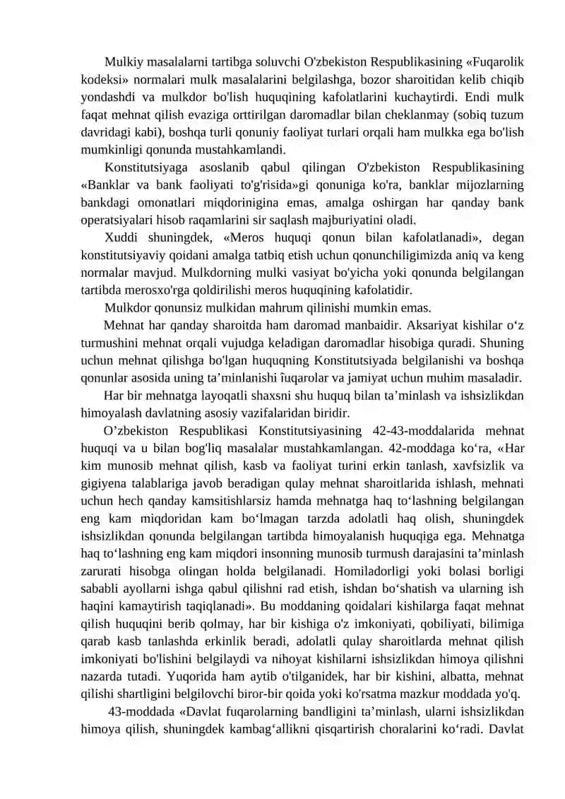 O‘zbekiston Respublikasi Konstitutsiyasida Fuqarolarning Iqtisodiy, Ijtimoiy, Madaniy va Ekologik Huquqlari 3