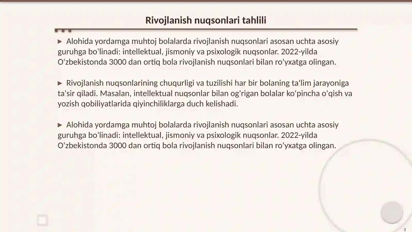 Alohida yordamga muhtoj bolalarda rivojlanish nuqsonlari tahlili 3