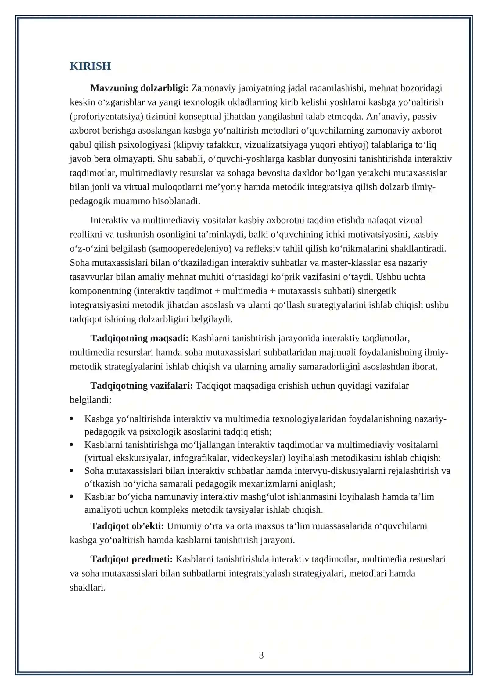 Kasblarni tanishtirish strategiyalari — tayyor kurs ishi 3