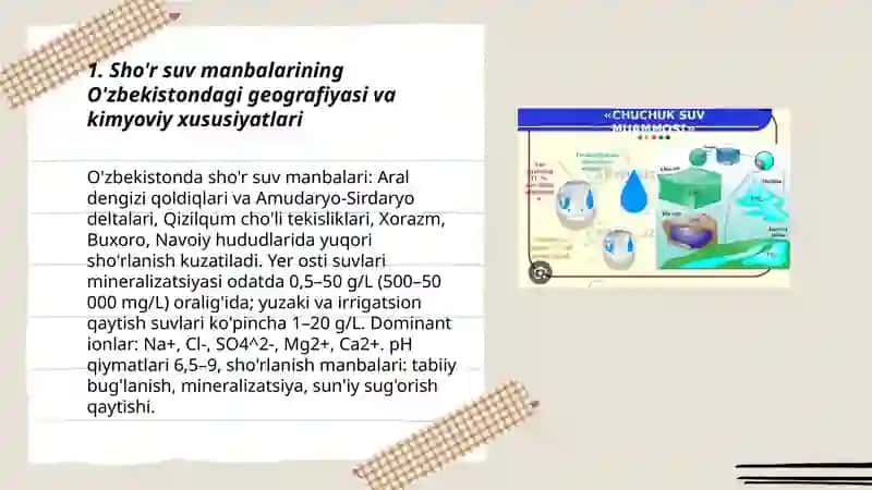 O'zbekiston sharoitida sho'r suvlarni chuchuklashtirish g'oyasini yaratish 3