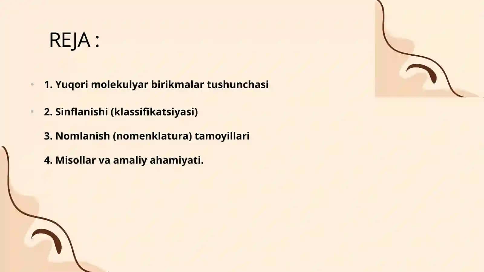 Yuqori molekulyar birikmalarning sinflanishi va nomlanilishi 3