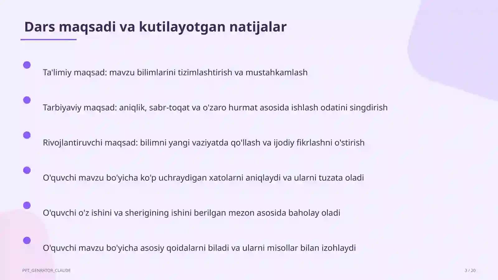 Dars rejasi 3