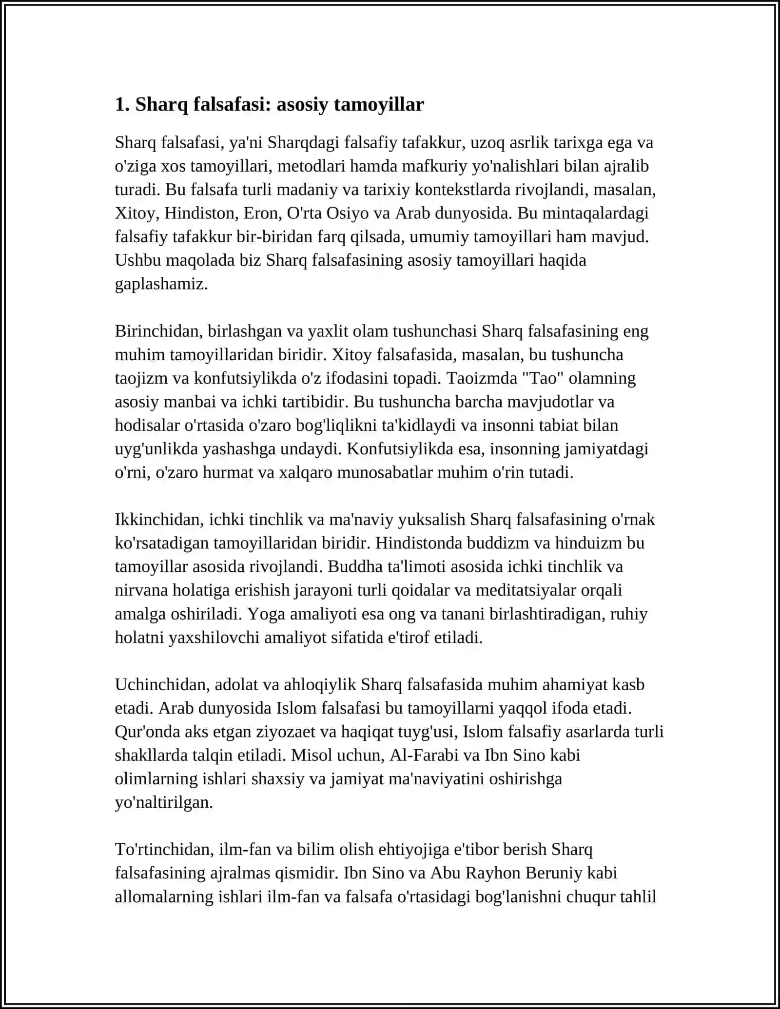 FALSAFANING MOHIYATIGA OID SHARQ MUTAFAKKIRLARI QARASHLARINI OʻRGANISH 3
