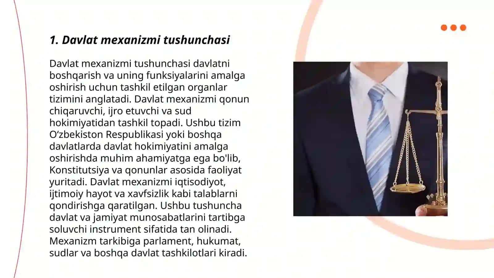 Davlat mexanizmi tushunchasi, tarkibiy qismlari 3