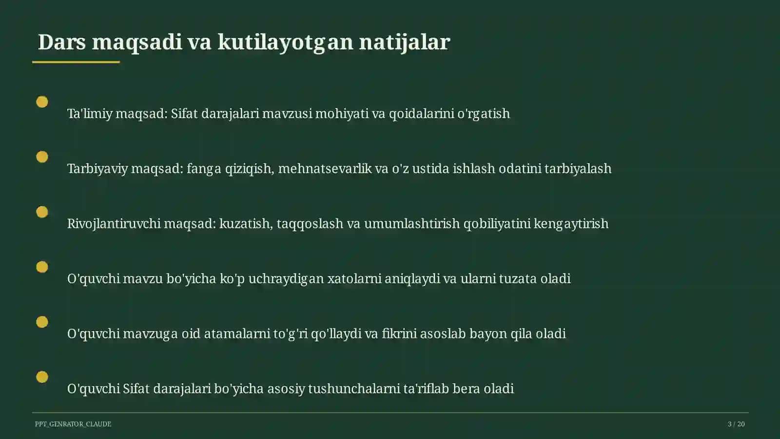 Sifat darajalari (6-sinf) 3