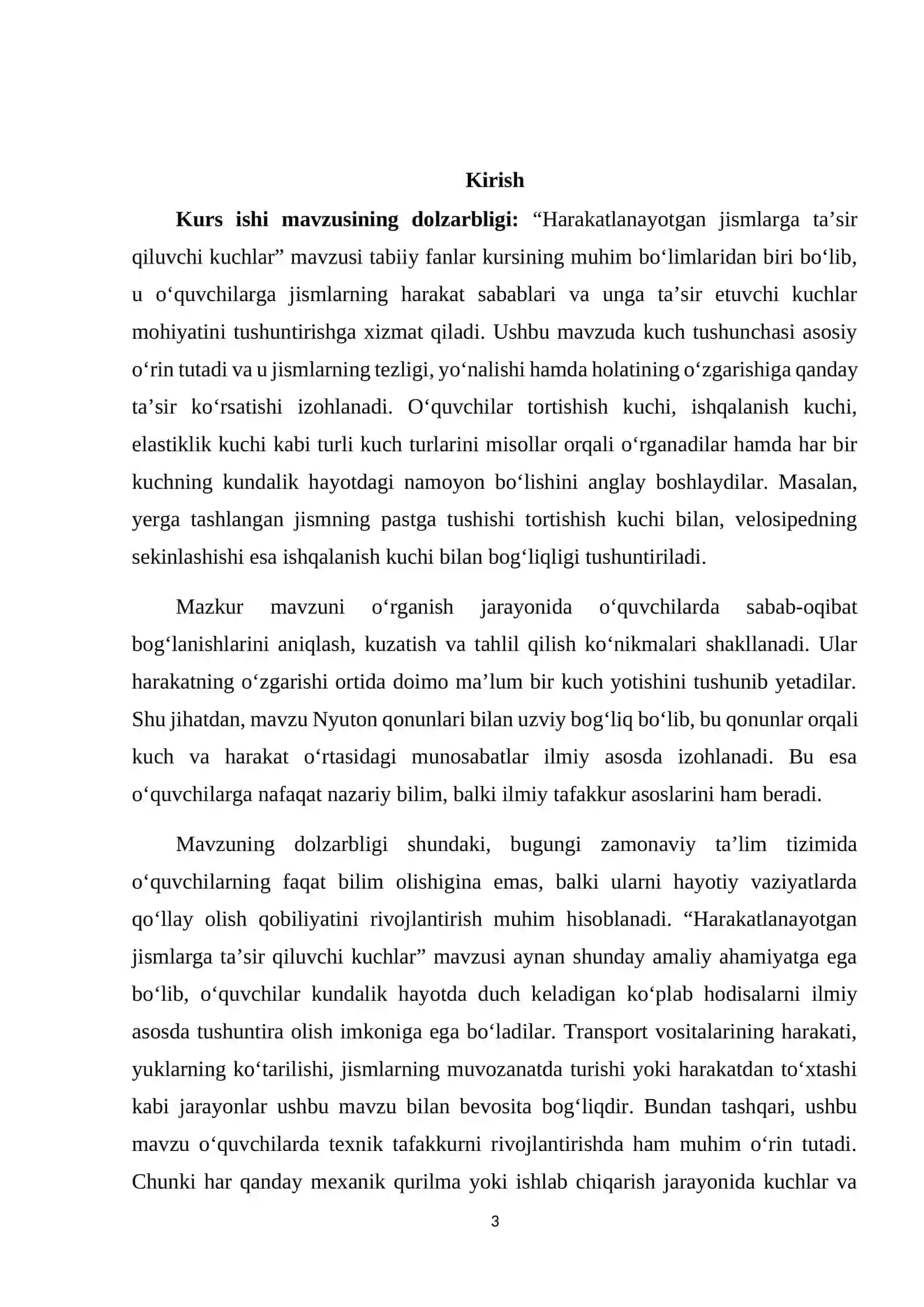 6-sinf Tabiiy fanlar fanidam “ harakatlanayothan jismlarga ta’sir qiluvchi kuchlar” mavzusini 3