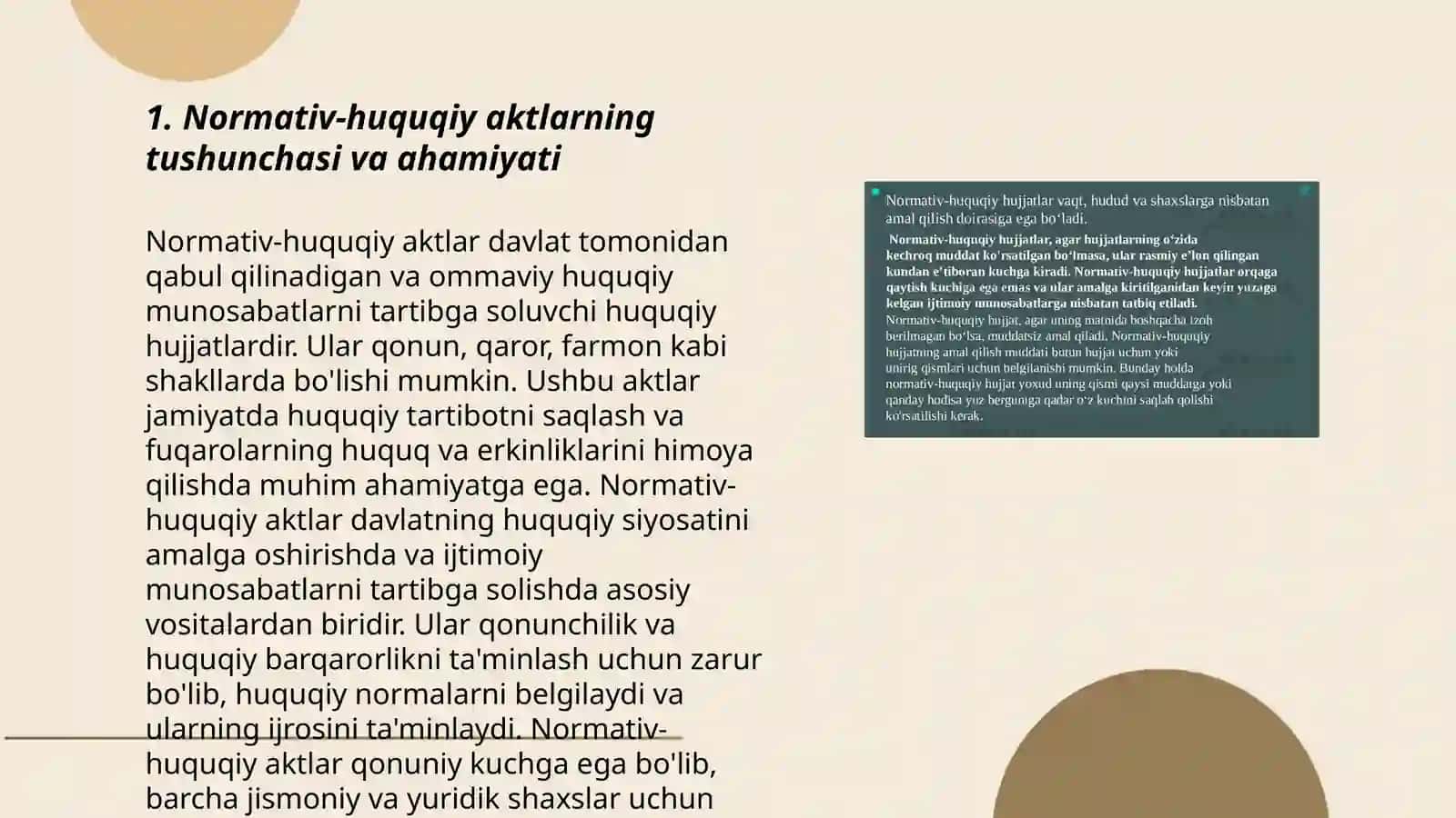 Normativ huquqiy aktlar mavzusida 20betlik mustaqil ish rasmlari bilan 3