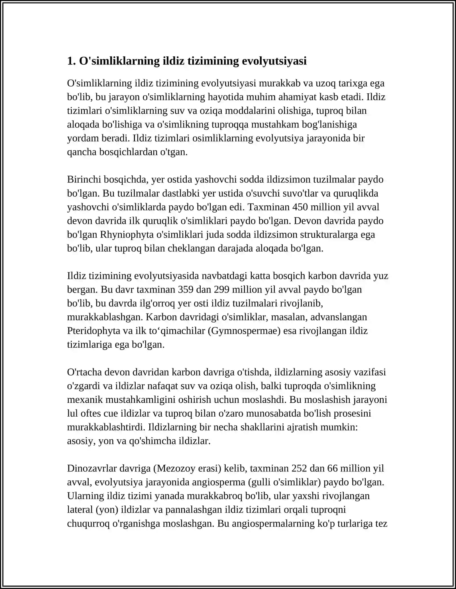 O'Simliklar evolyutsiyasi va tirik tabiatning tarixiy jarayonda paydo bo‘lishi 3