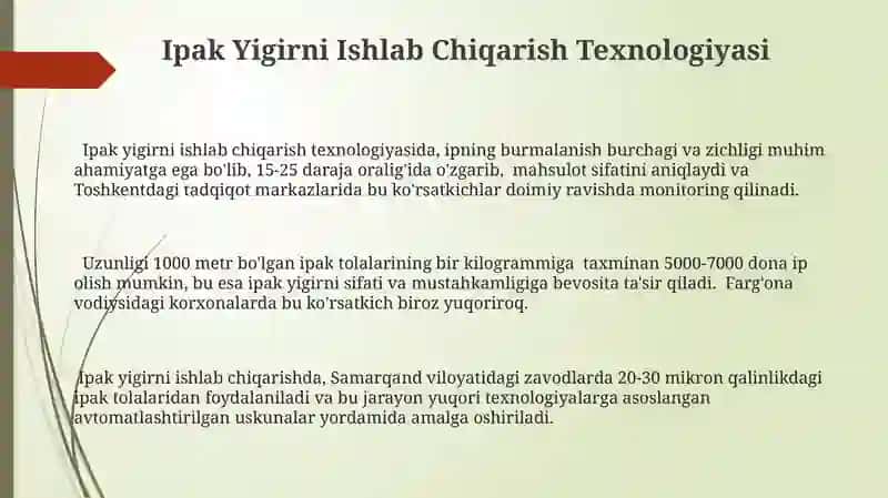 Ipak Yigirni Ishlab Chiqarish Texnologiyasi 3