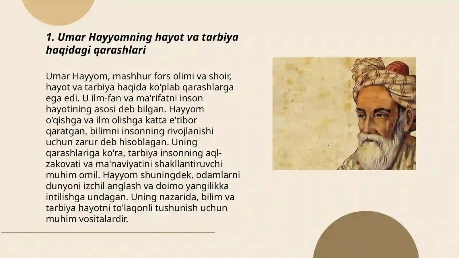 Umar Hayyomning taʼlim tarbiyaga oid fikrlari 3