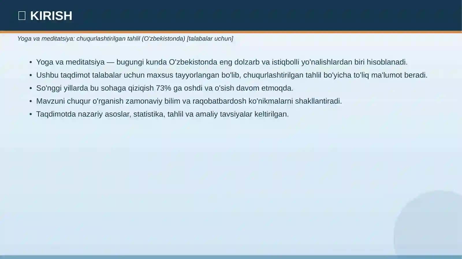 Yoga va meditatsiya: chuqurlashtirilgan tahlil (O'zbekistonda) [talabalar uchun] 3
