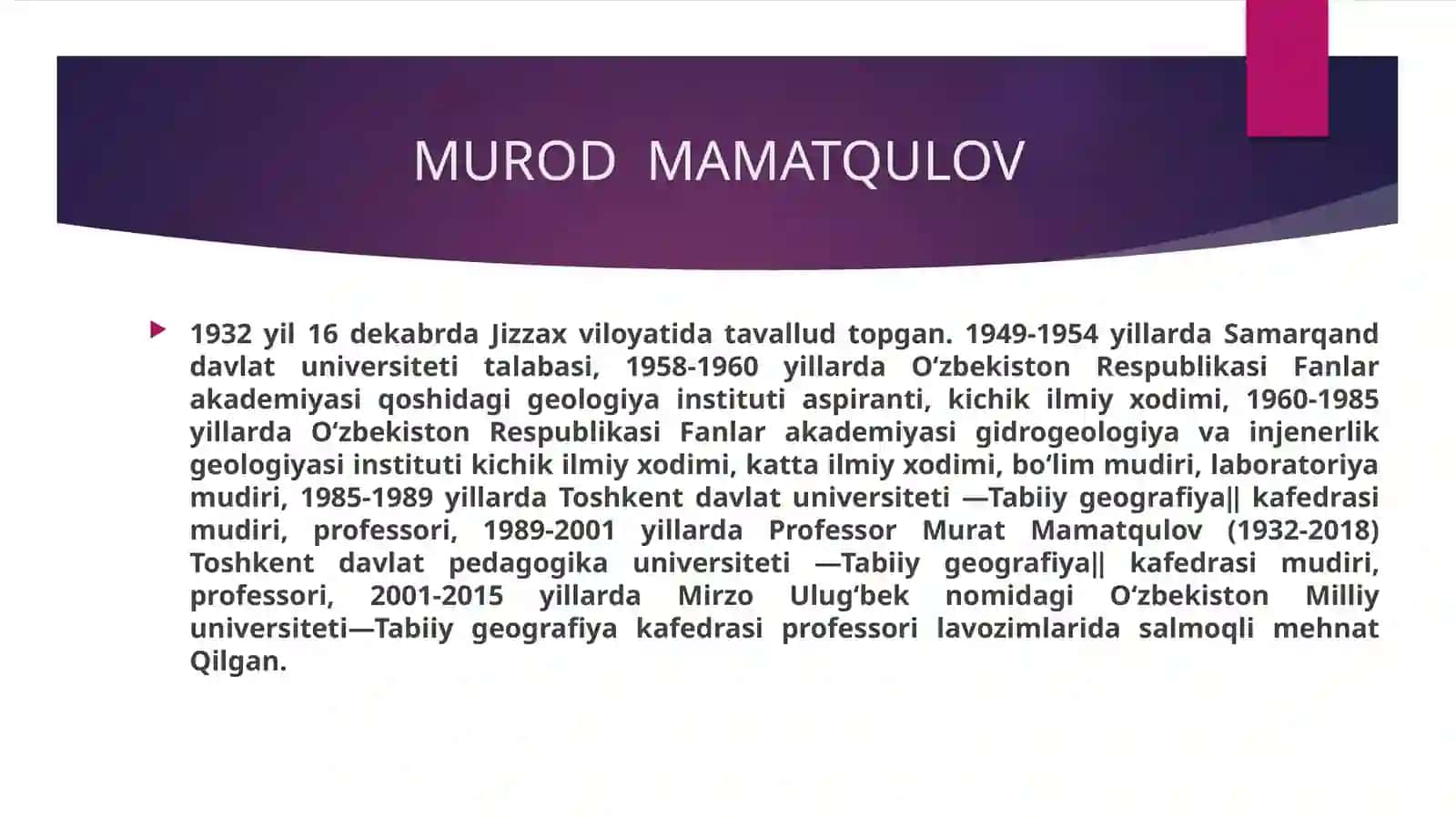 OʼRTА OSIYODА KАRTАSHUNOSLIKNING YETАKCHI VАKILI MUROT MАMАTQULOV FАOLIYATI XАQIDА 3