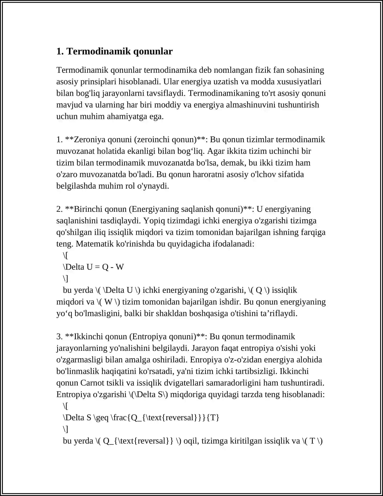 TERMODINAMIKA NIMALARNI OʻRGANADI? 3