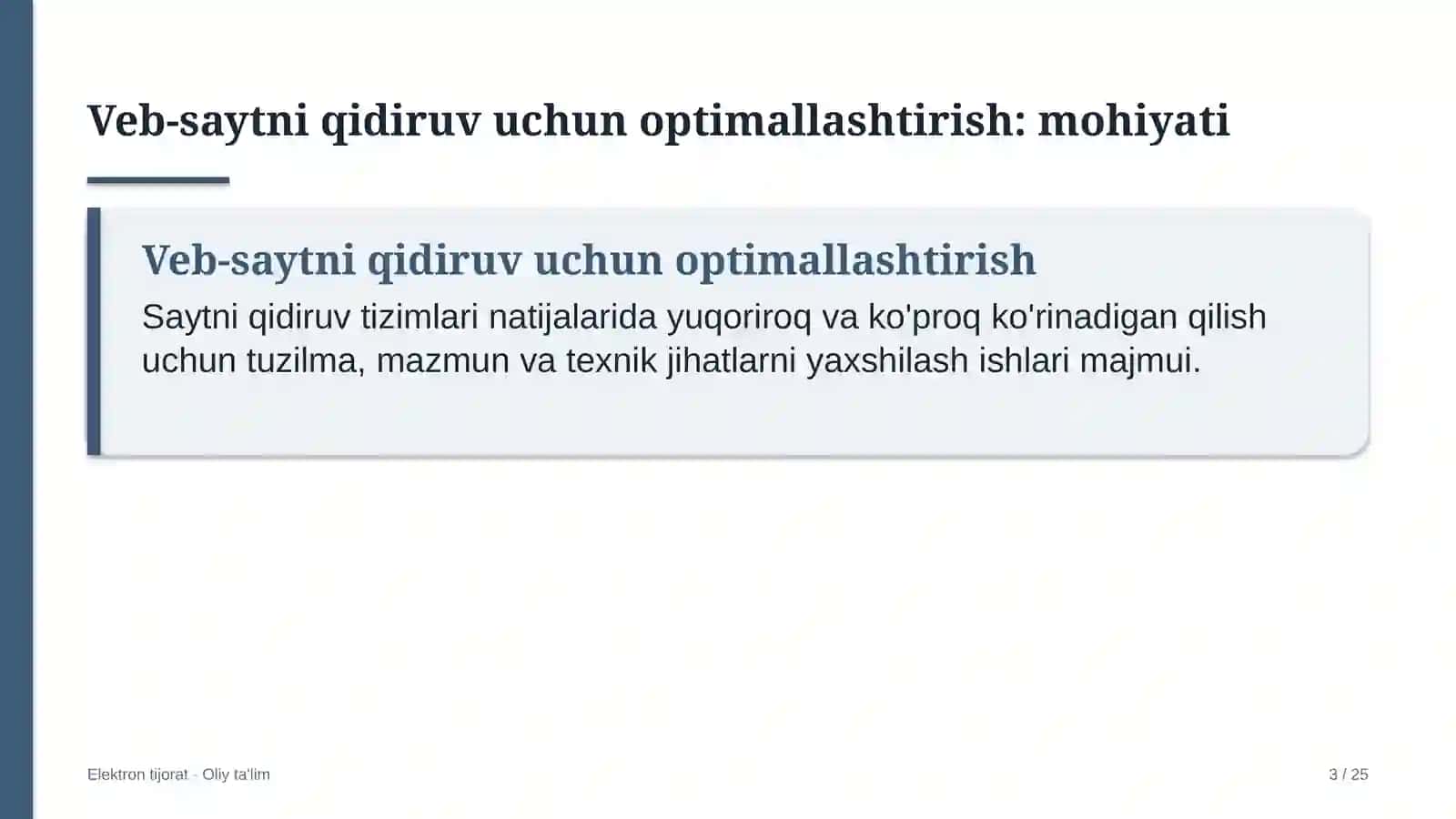 Elektron Tijorat · Oliy Ta'lim 3