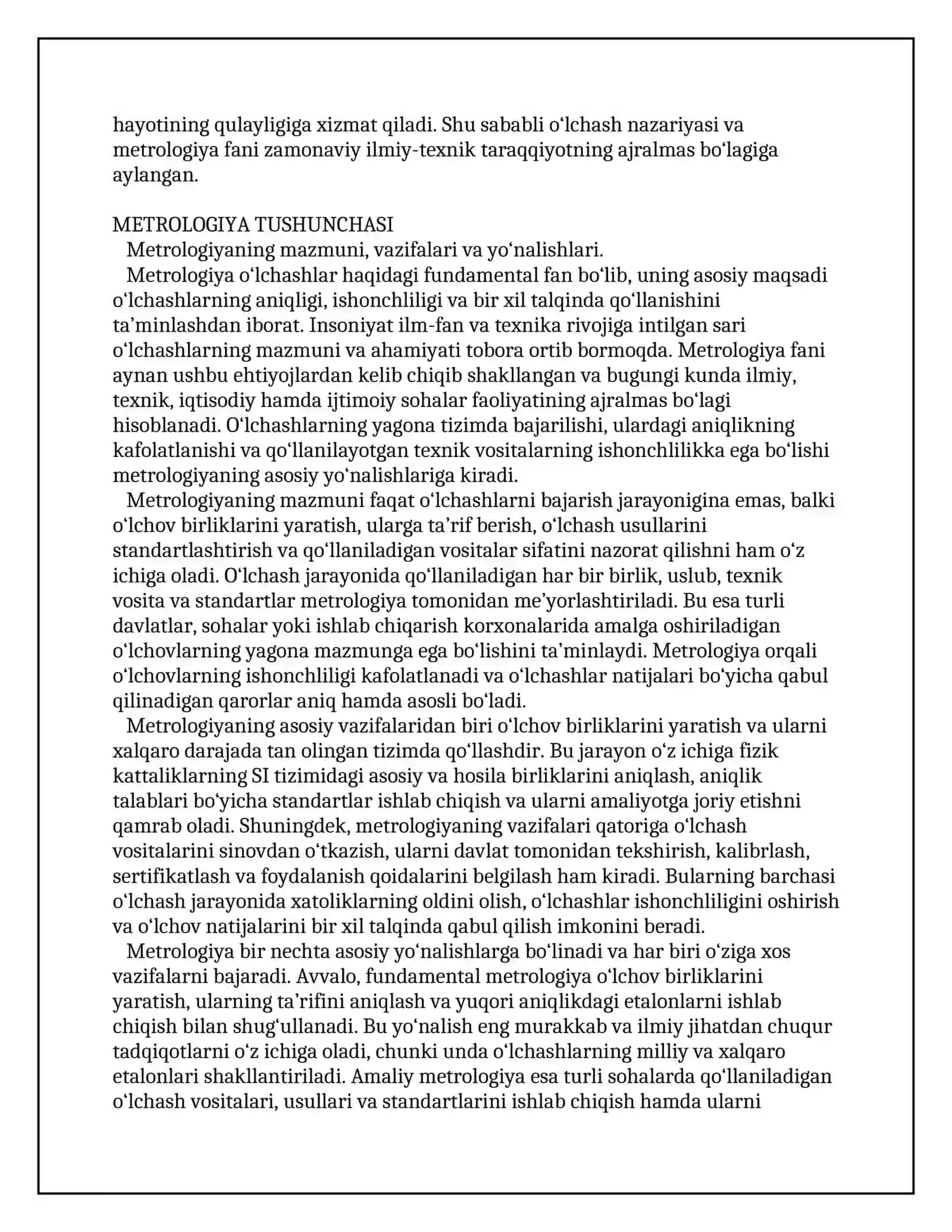 O‘lchashlar nazariyasi elementlari.Metrologiyaning nazariy asoslari 3