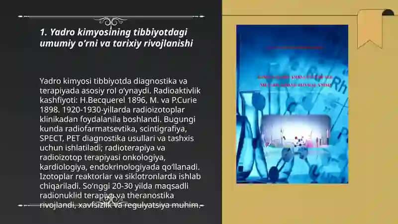 Yadro kimyo kimyosining tibbiyot tibbiyotdagi oʻrni 3
