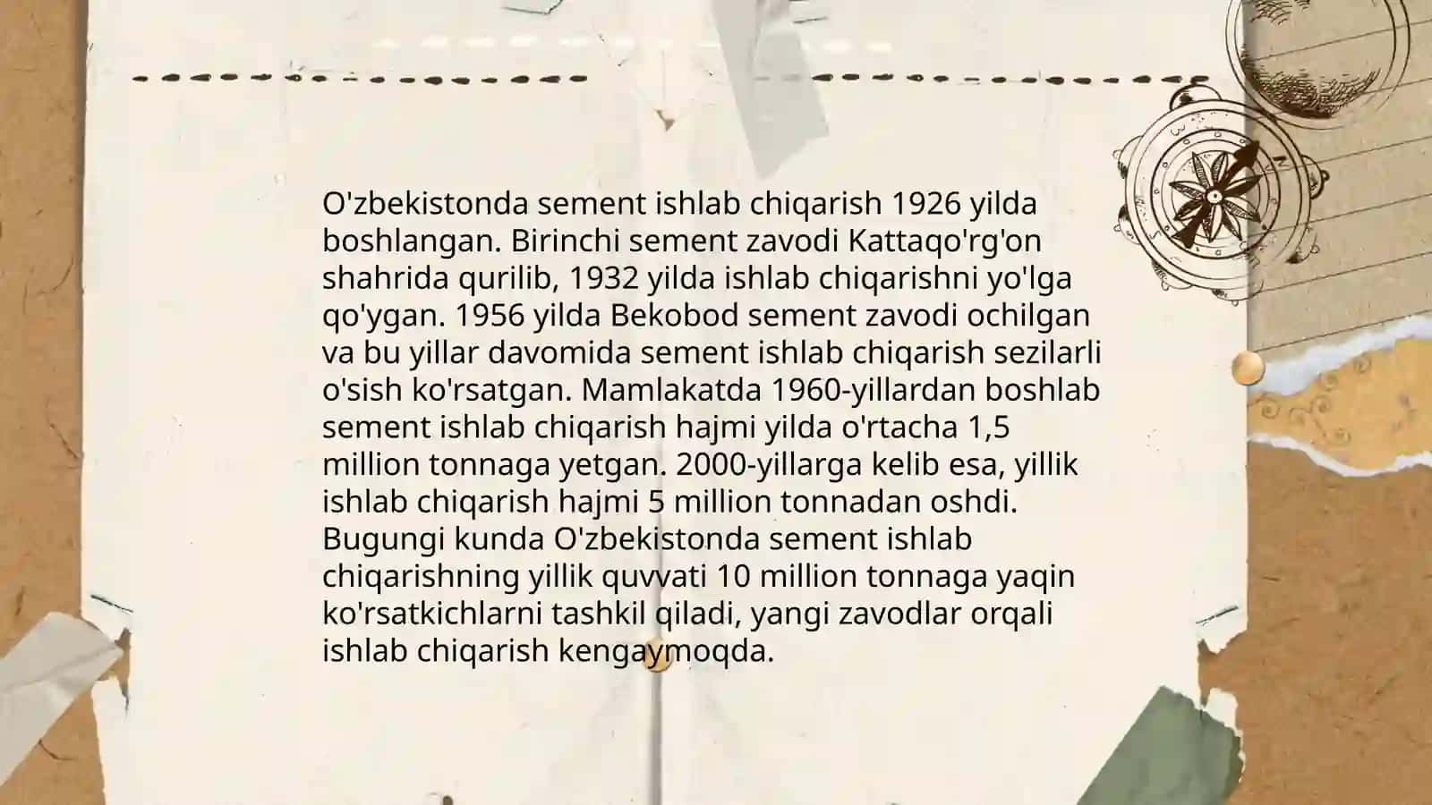 O'zbekistonda Sement Ishlab Chiqarish Zovudlari va Ularning Quvvati 3