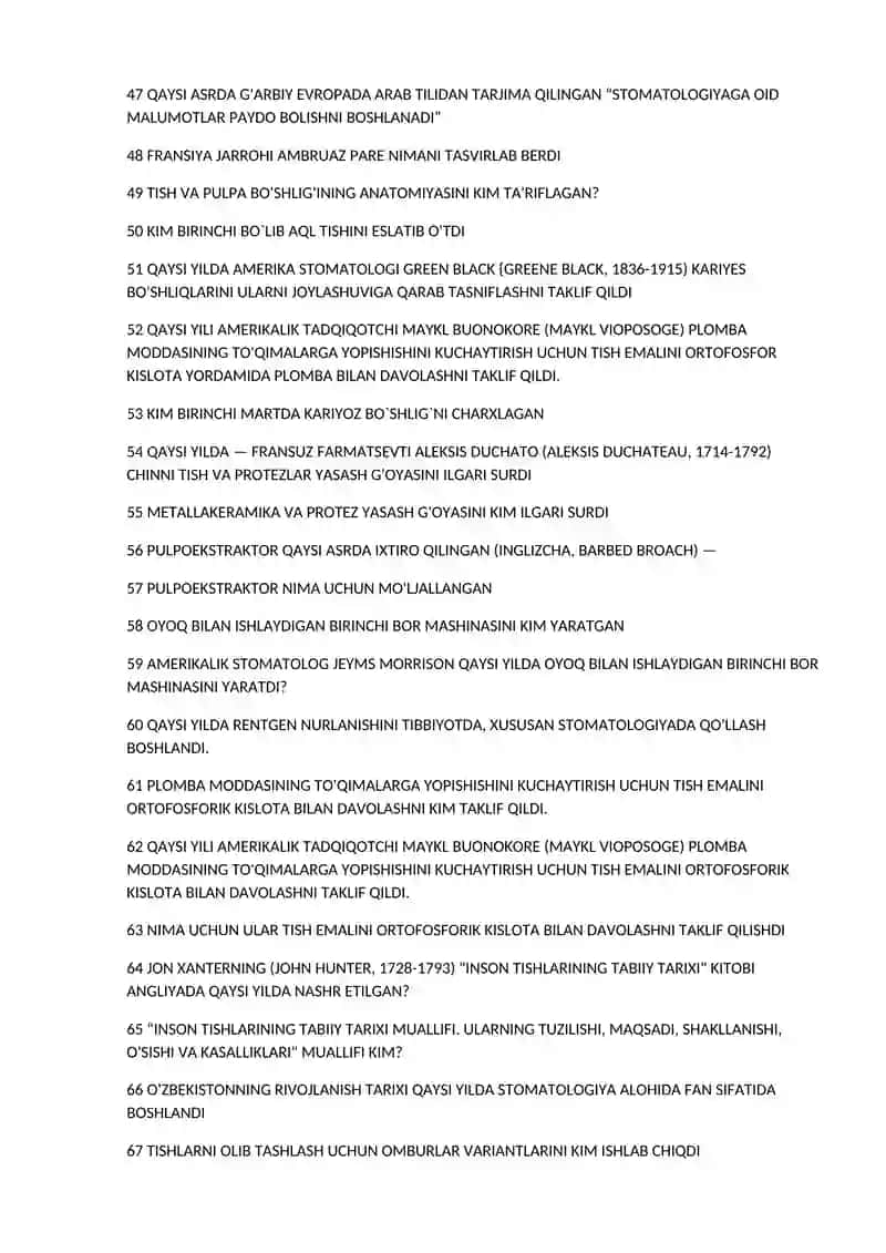 STOMATOLOGIYA savollar amaliy mashg'ulot uchun 3