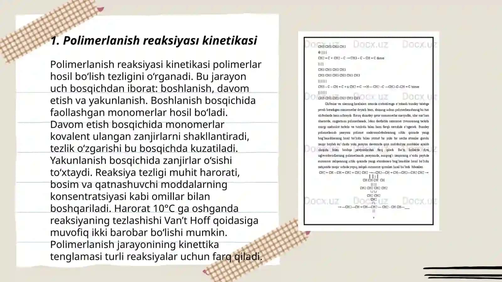 Polimerlanish reaksiyasi tezligini boshqarish imkoniyatlari 3