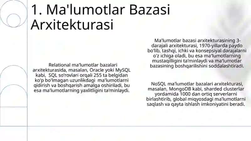 Ma'lumotlar Bazasi Arxitekturasi 3