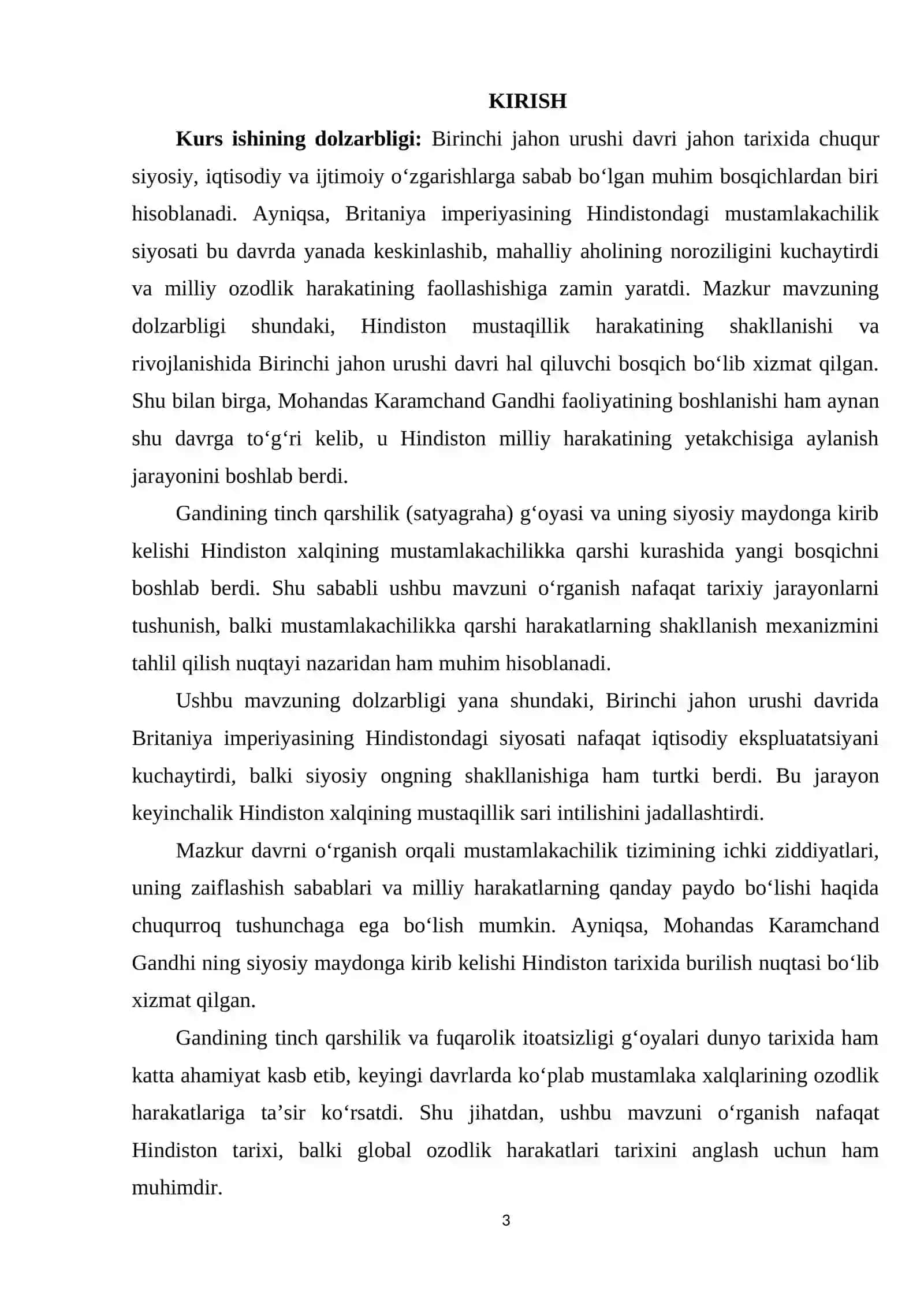 BIRINCHI JAHON URISHI DAVRIDA ANGLIYANING HINDISTONDAGI, SIYOSATI M.M.GANDI FAOLIYATINING BOSHLANISHI 3