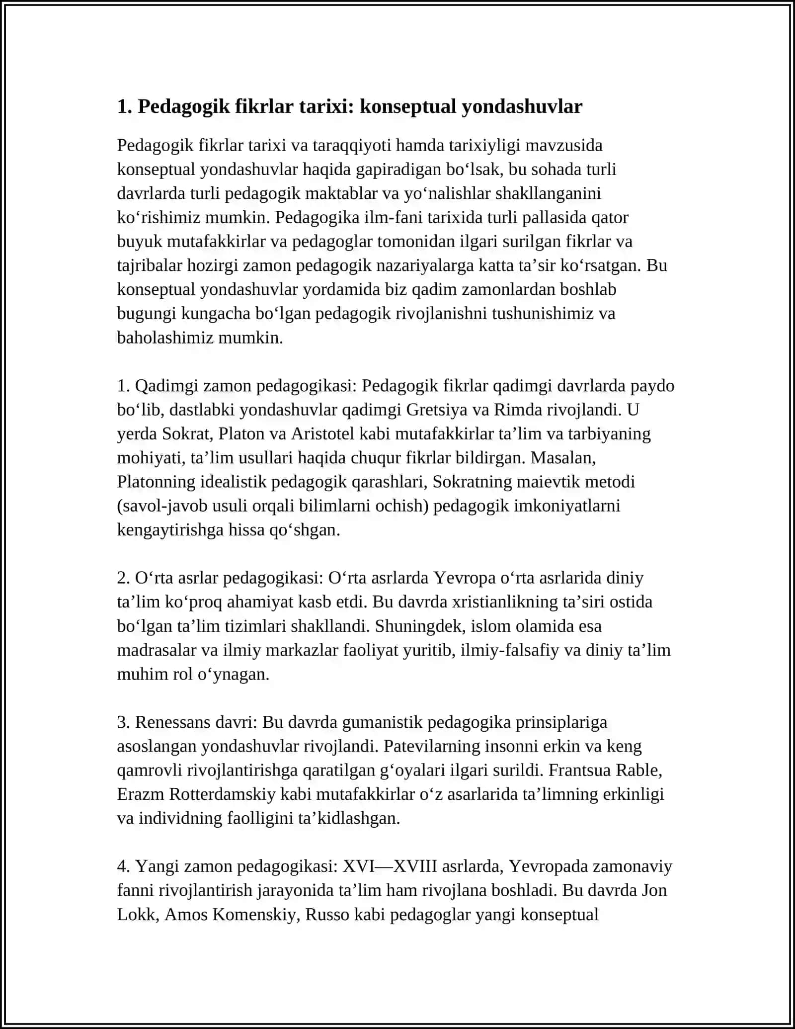 PEDAGOGIK FIKRLAR TARAQQIYOTI VA TARIXIYLIGI 3