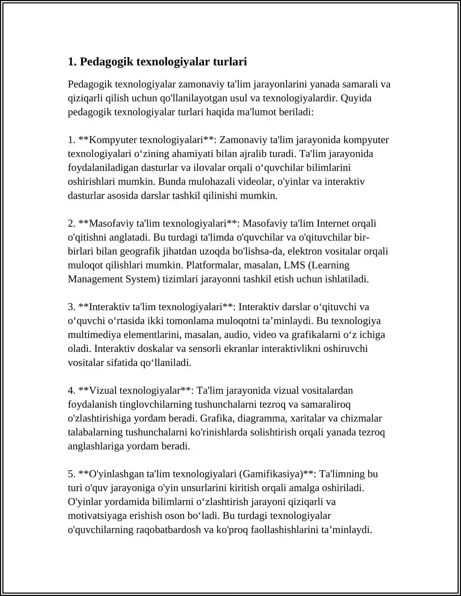 PEDAGOGIK TEXNOLOGIYALAR TASNIFI 3
