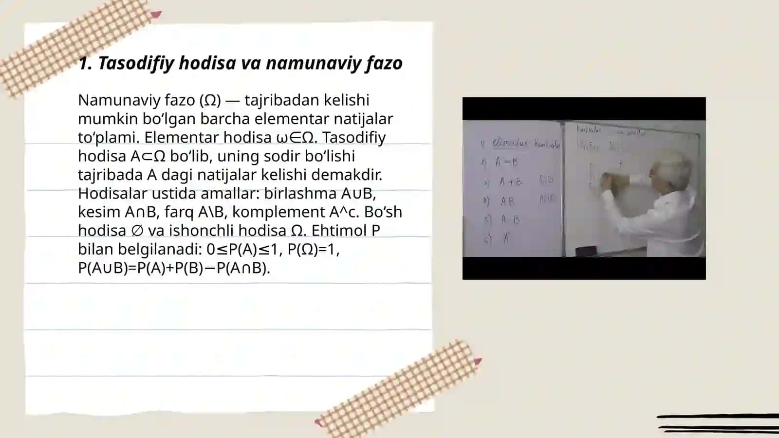 Tasodifiy hodisalar va ular ustida amallar 3