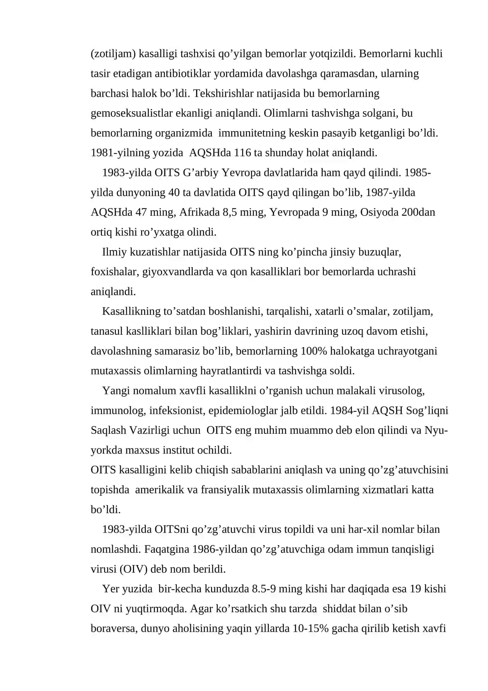 Orttirilgan immunitet tanqisligi sindromi (OITS) haqida ma’lumot 3