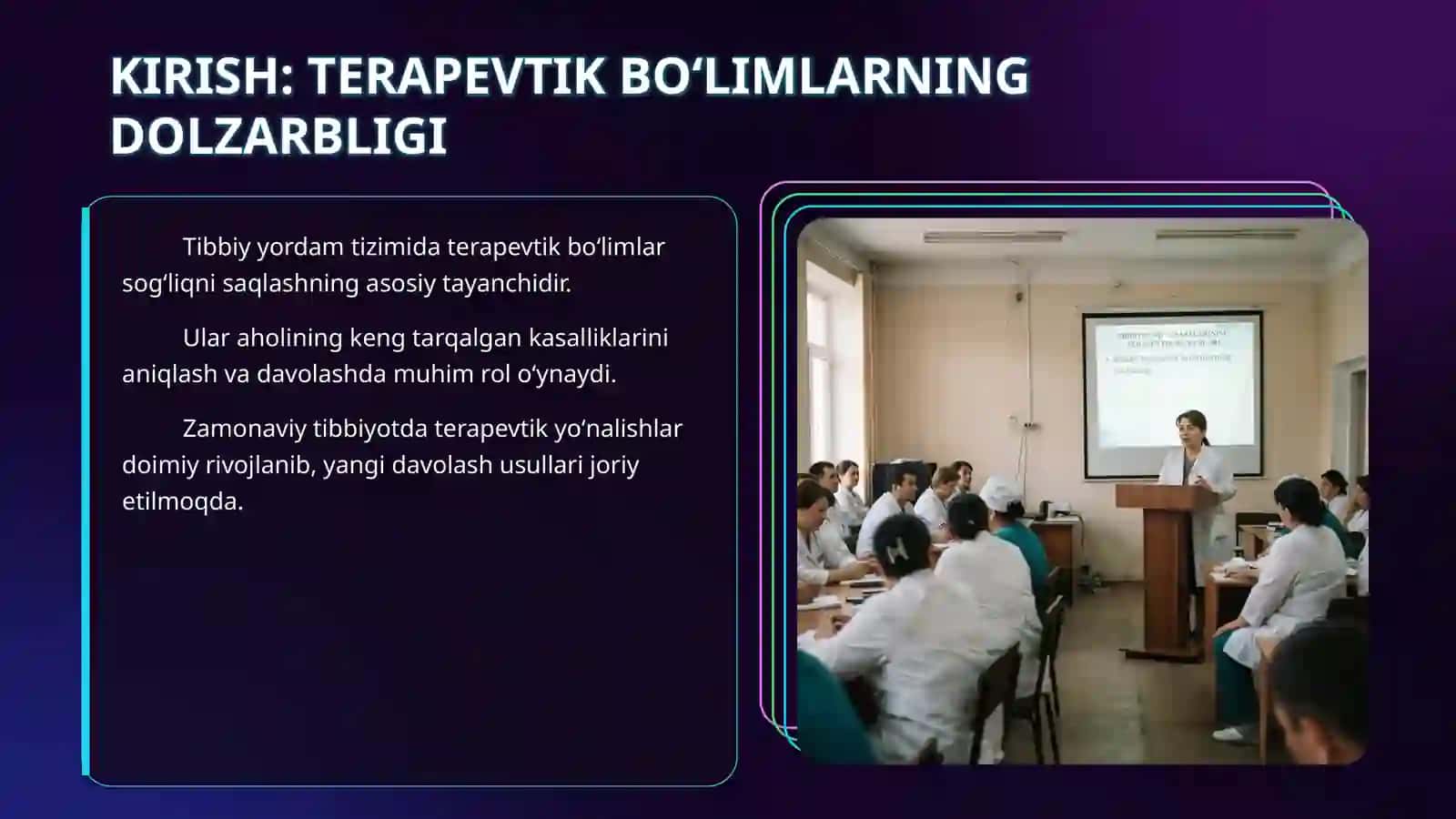 Tibbiyot muassasalarning terapevtik boʻlimlari 3