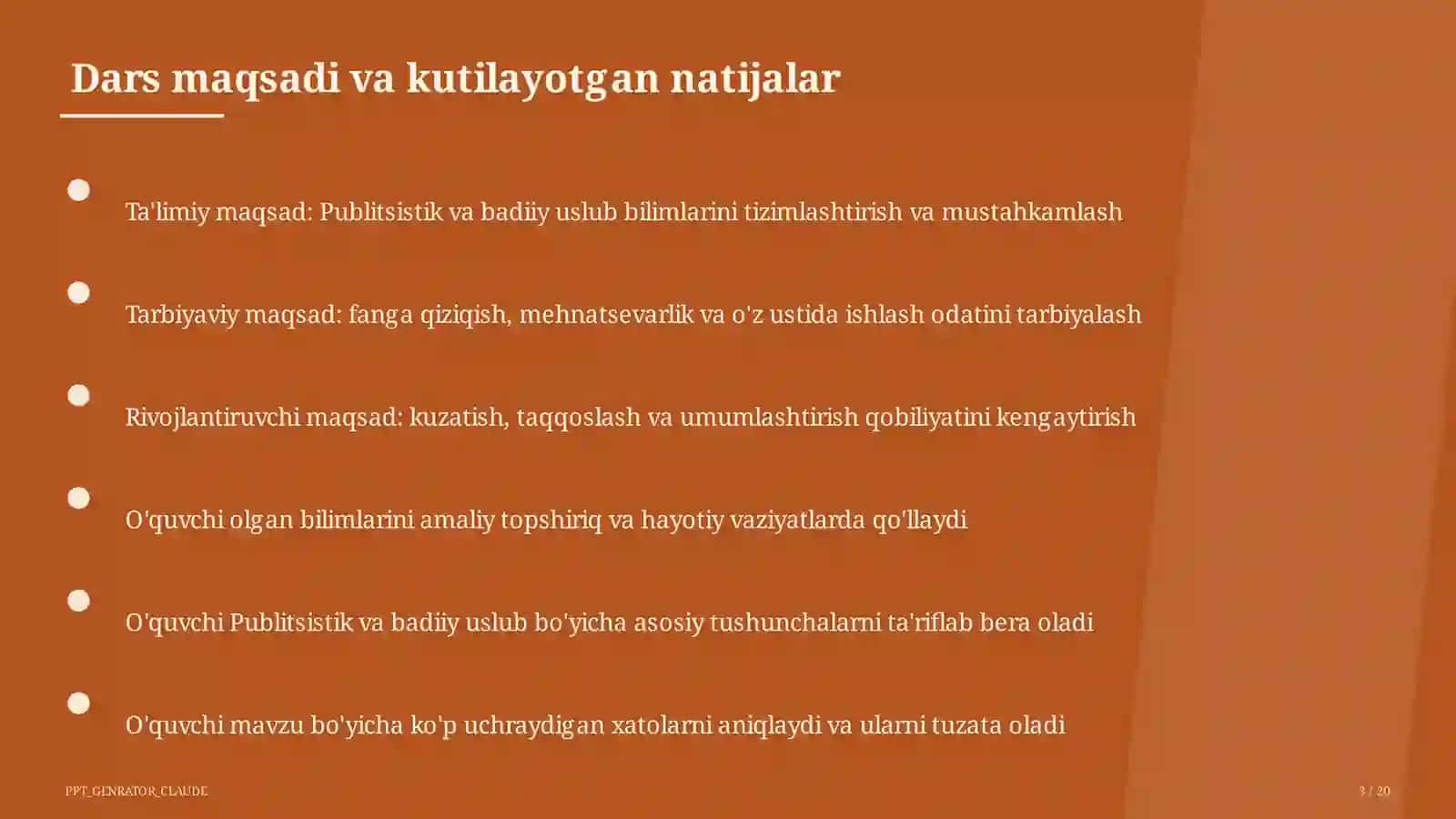 Publitsistik va badiiy uslub (10-sinf) Ona tili (5–11) — metodik birlashma 3