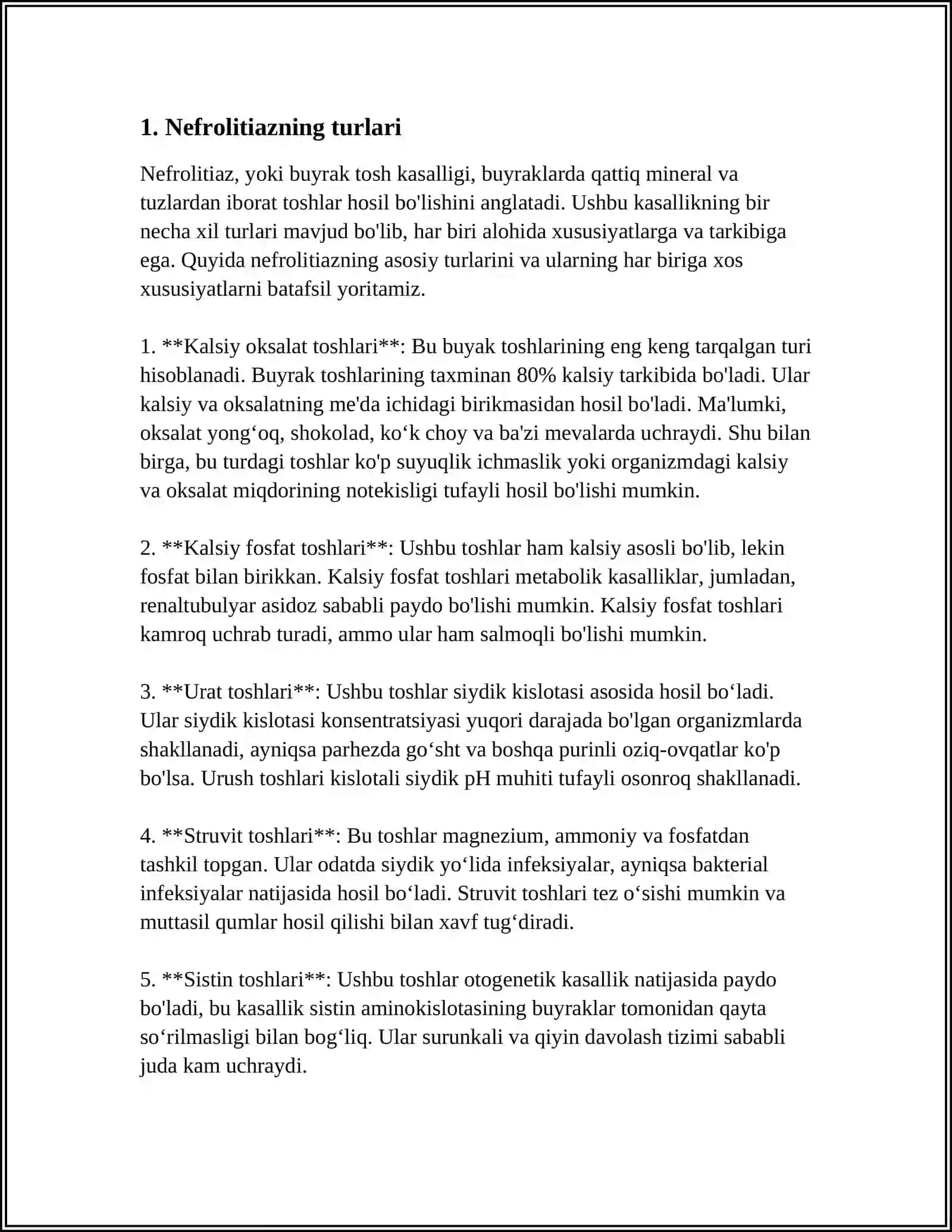 BUYRAK VA SIYDIK TOSH KASALLKLARI - NEFROLITIAZ VA UROLITIAZ 3