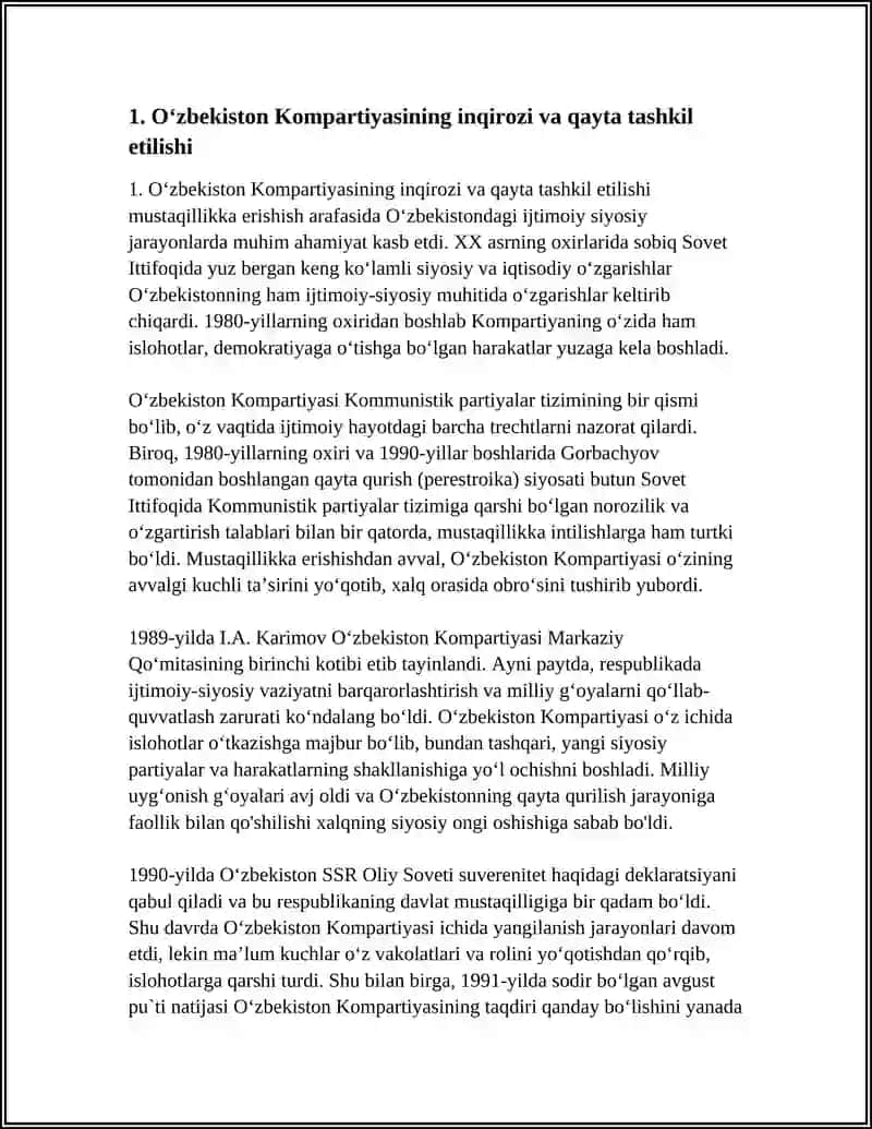 O'zbekiston Kompartiyasining inqirozi va qayta tashkil etilishi 3