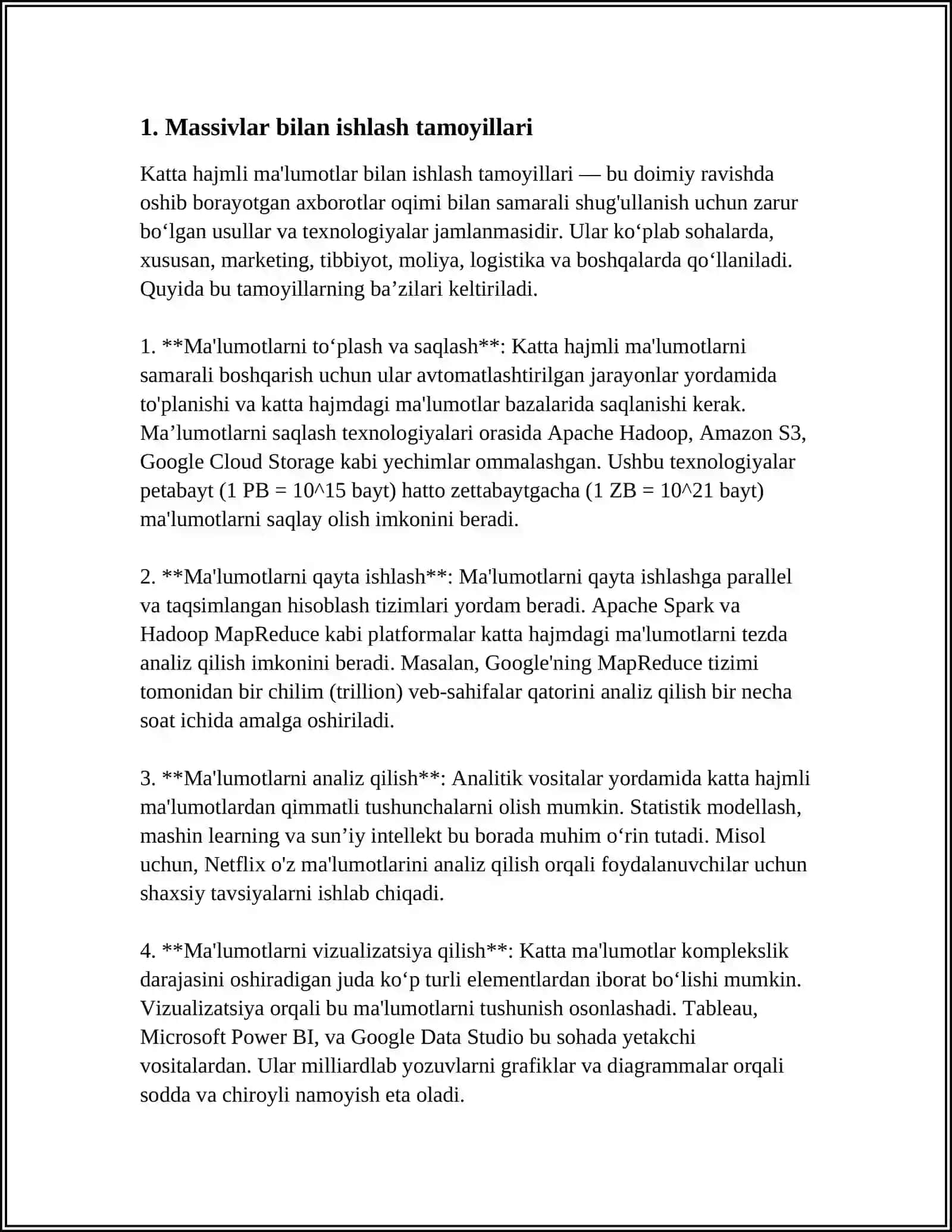 MASSIV KORINISHIDA IFODALANGAN ROYHOTNING BOSHIDAGI ELEMENTLARINI OCHIRISH HAQIDA MUSTAQIL ISHI 3
