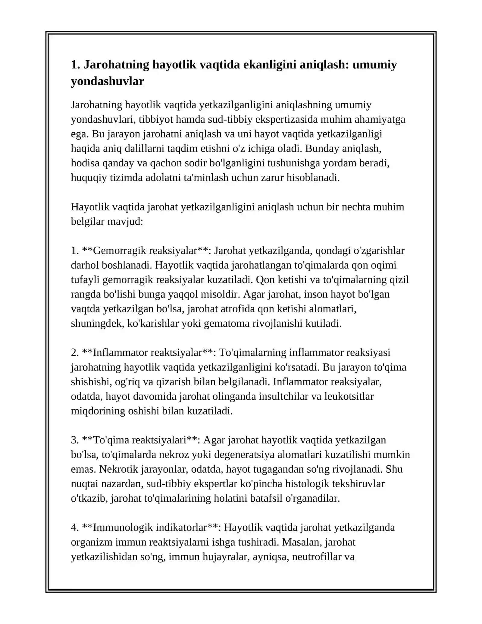 Jarohatning hayotlik vaqtida yetkazilganligini aniqlash 3