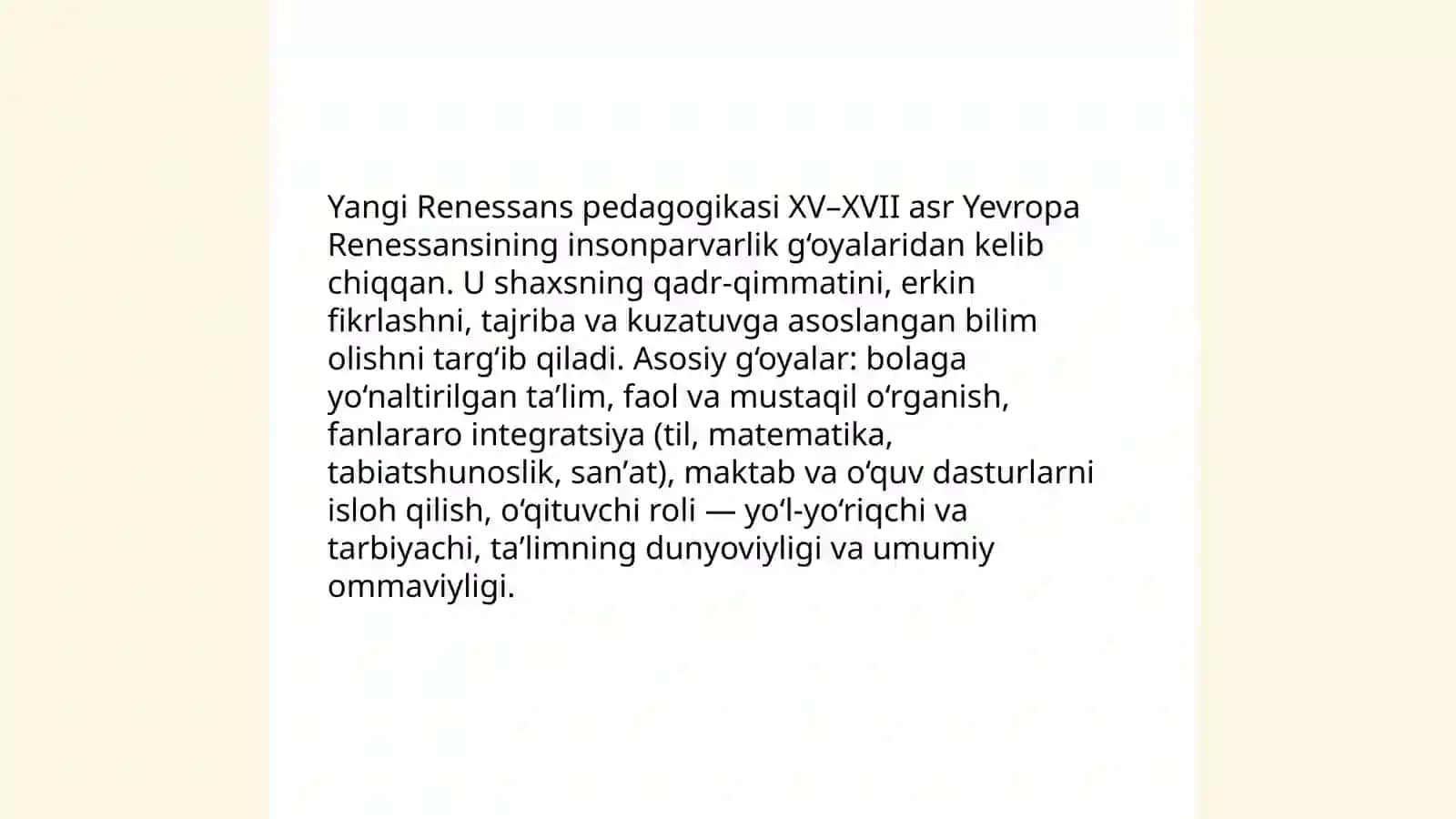 Yangi Renessans pedagogikasi. Yan Amos Komenskiyning pedagogik tizimi 3