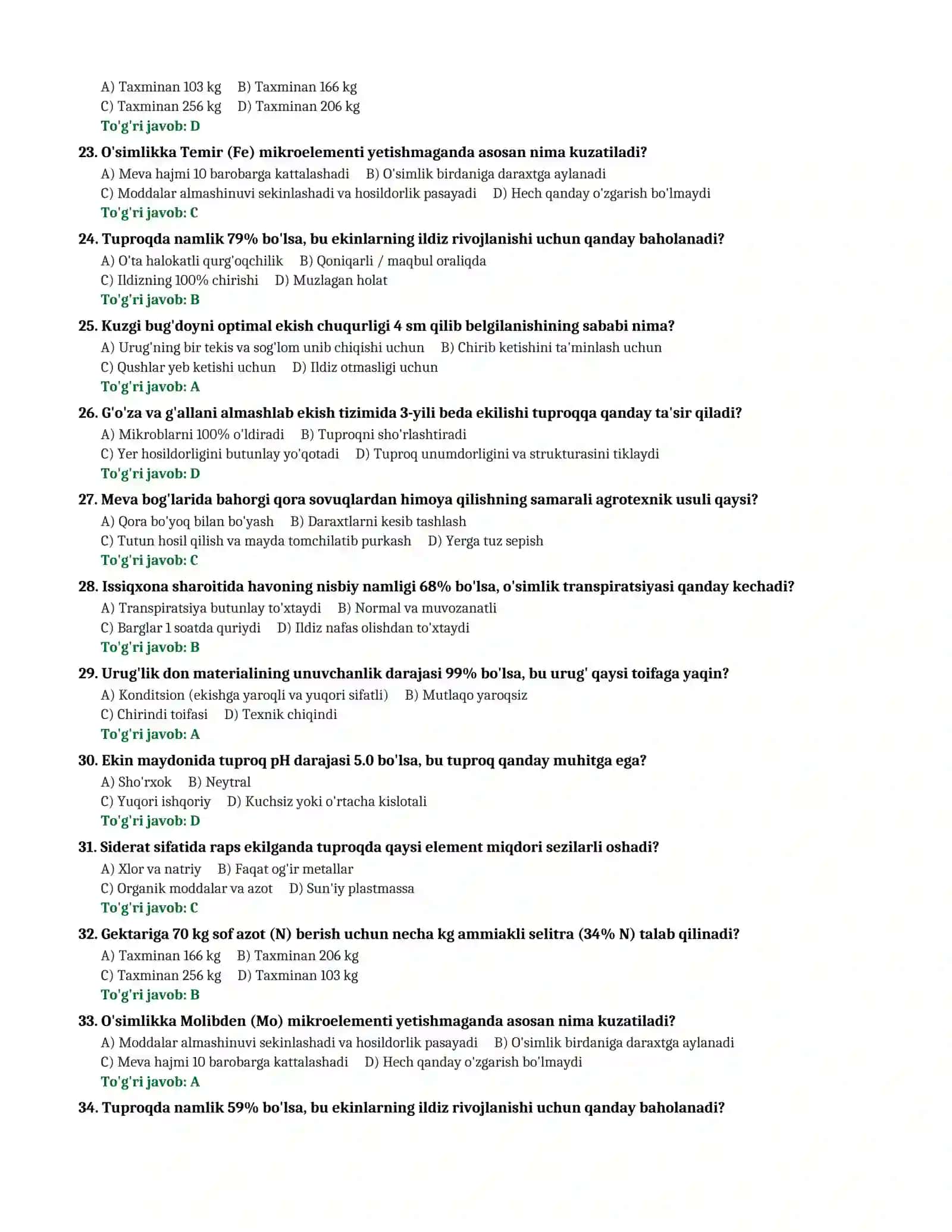 AGROS VA IQ TESTLARI (1000 TA SAVOL VA JAVOBLAR) 3