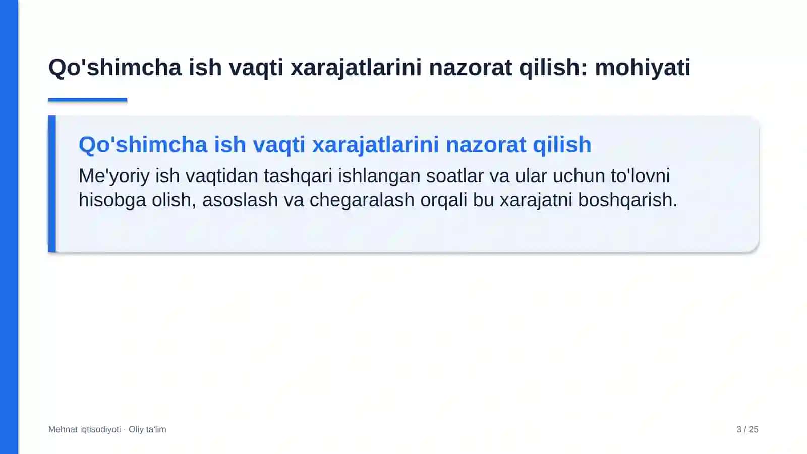 muhandislik qidiruv ishlarida qo'shimcha ish vaqti xarajatlarini nazorat qilish 7104 3