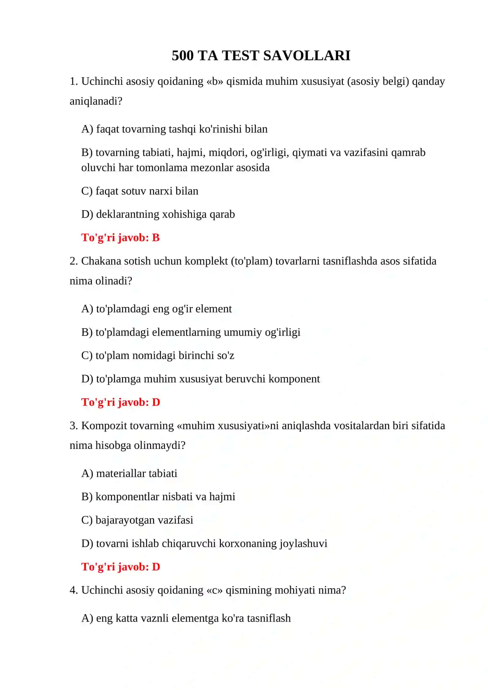 TIF TN BO'YICHA 500 TA TEST 3