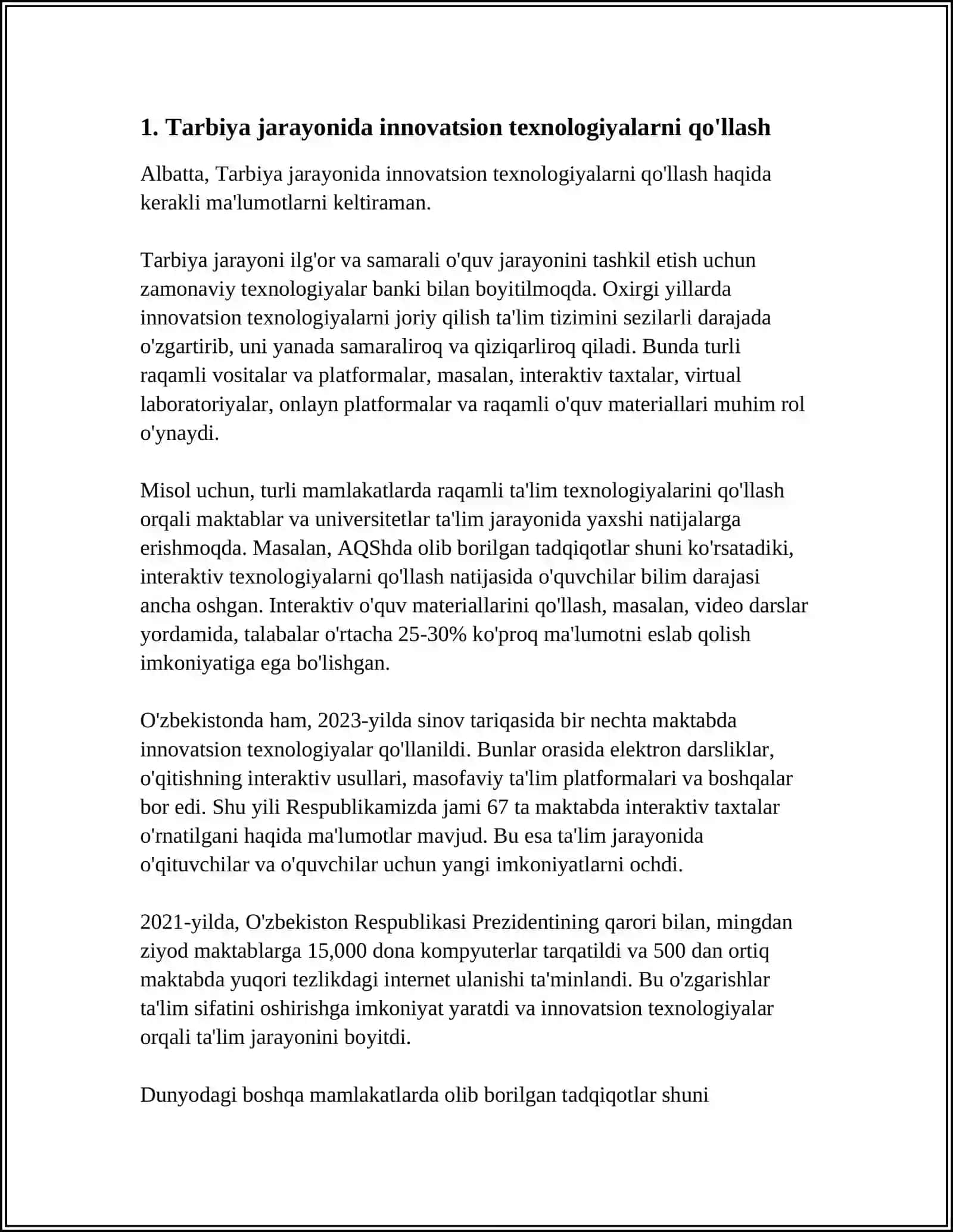 UMUMIY O’RTA TA’LIM TIZIMIDA TARBIYA JARAYONINI TASHKIL ETISHNING O’ZIGA XOSLIGI 3