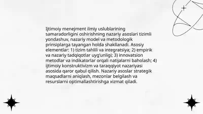 Ijtimoiy menejment ilmiy uslublarining samaradorligini oshirish asosi 3