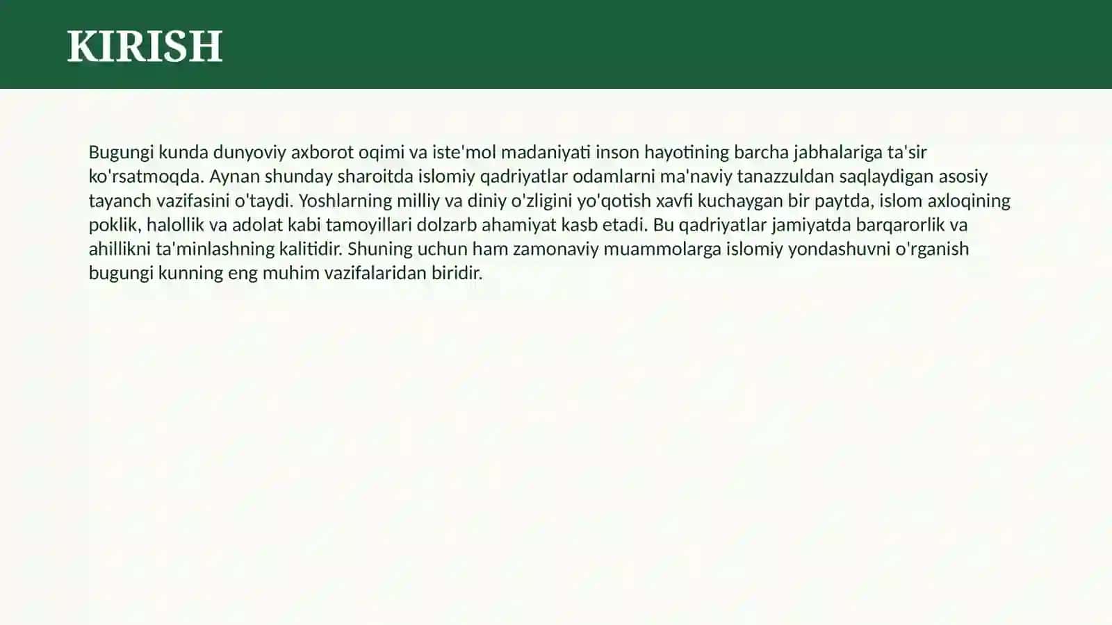 ISLOMIY QADRIYATLAR VA HOZIRGI ZAMON 3