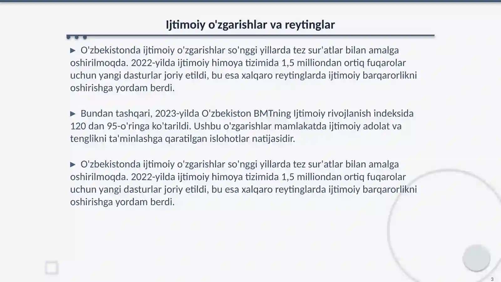 O'zbekiston Ijtimoiy Siyosiy va Iqtisodiy O'zgarishlar 3