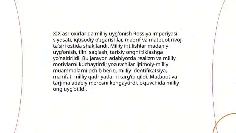 XIX asr oxirlarida milliy uyg'onish davri adabiyoti 3