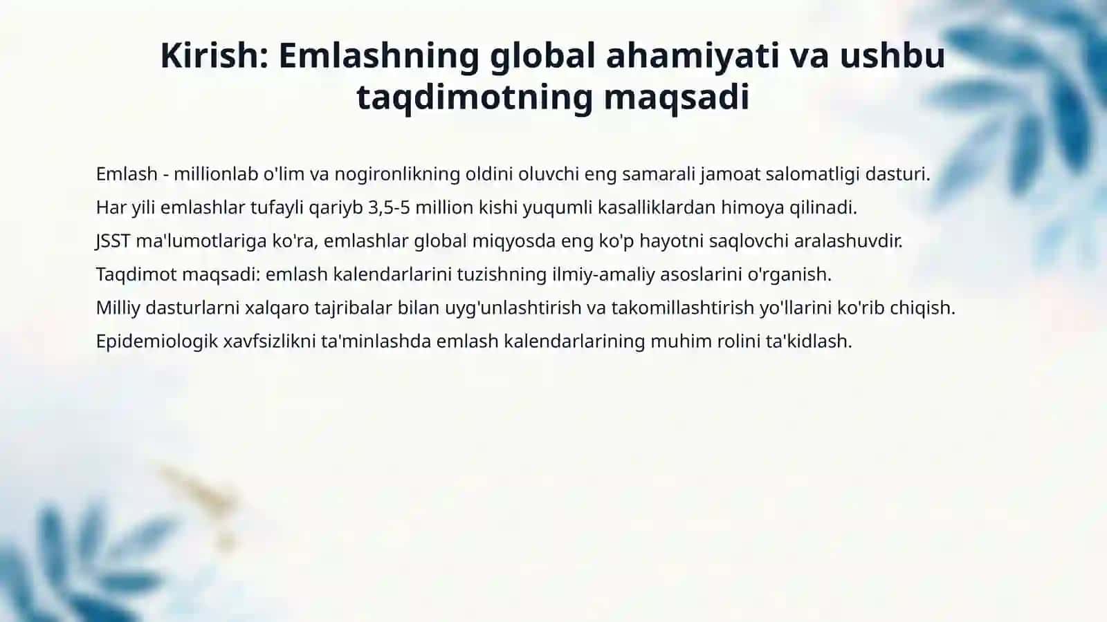 Emlash kalender rejasini tuzish asoslari. 3