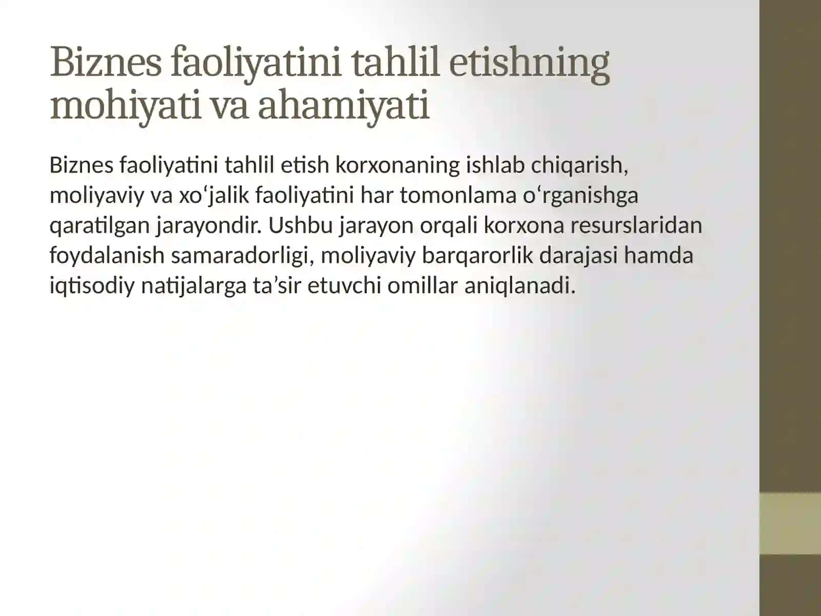 Biznes faoliyati tahlili 3