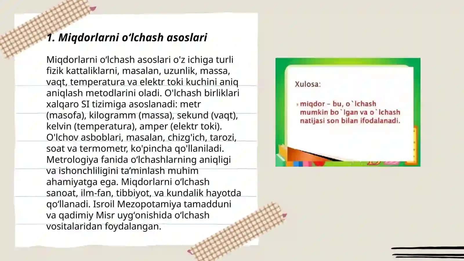 Miqdorlarni oʻlchash asoslari 3